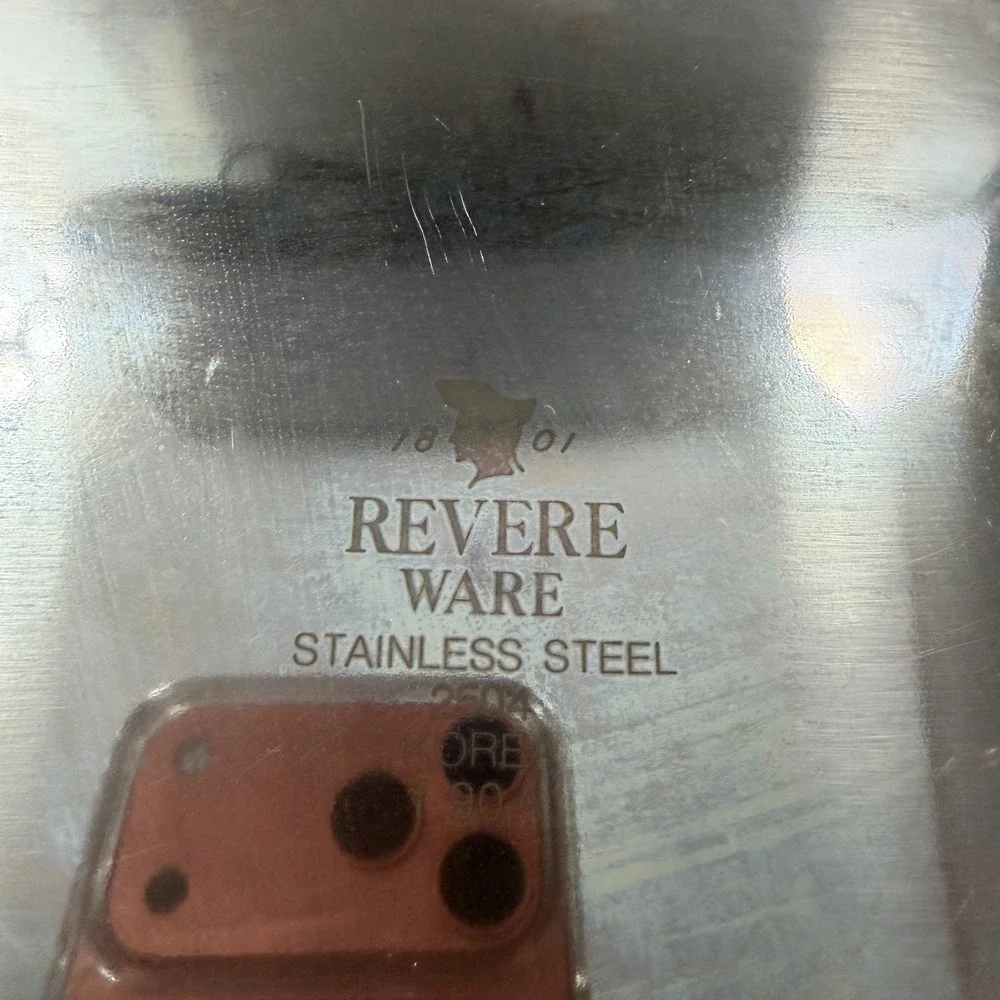 Revere Ware Roasting Pan 2504 Silver Vintage 80s Stainless Steel Domed Double